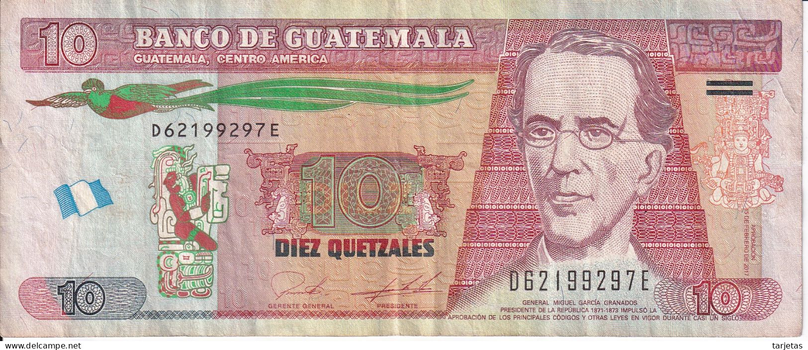 BILLETE DE GUATEMALA DE 10 QUETZALES DEL 15 DE FEBRERO 2017 (BANK NOTE) - Guatemala