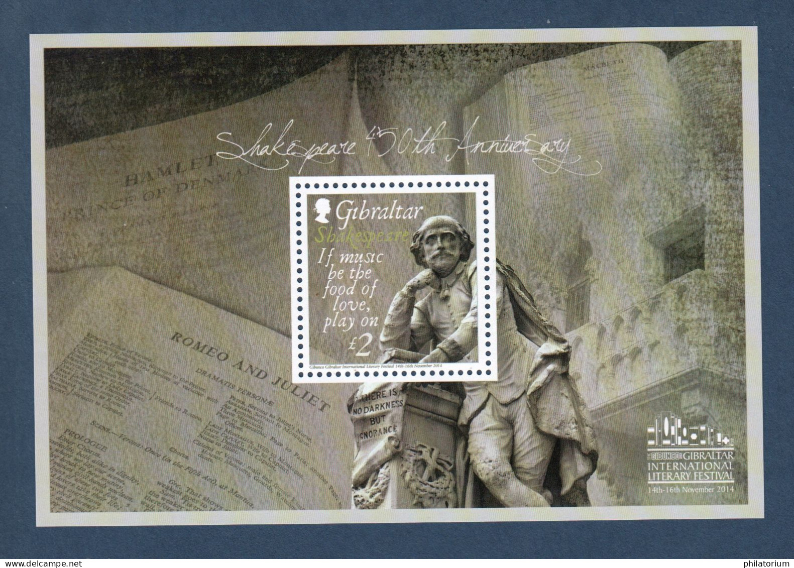 Gibraltar, **, Yv F 1629, Mi, BL 116, SG MS 1591, 450e Anniversaire De Shakespeare - Gibraltar