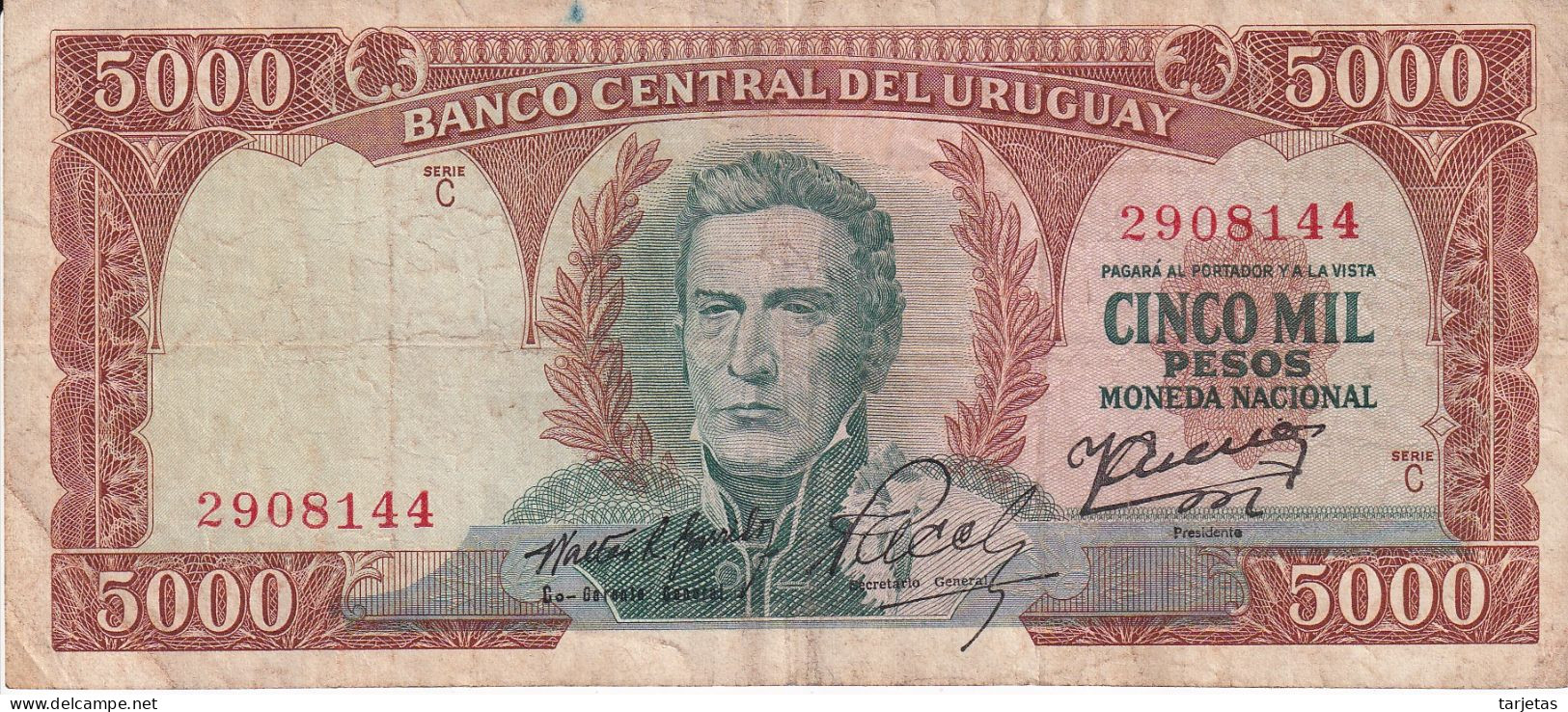BILLETE DE URUGUAY DE 5000 PESOS DEL AÑO 1967 (BANKNOTE) - Uruguay