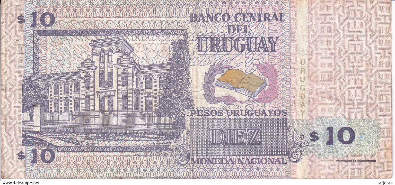 BILLETE DE URUGUAY DE 10 PESOS DEL AÑO 1998 (BANKNOTE) - Uruguay