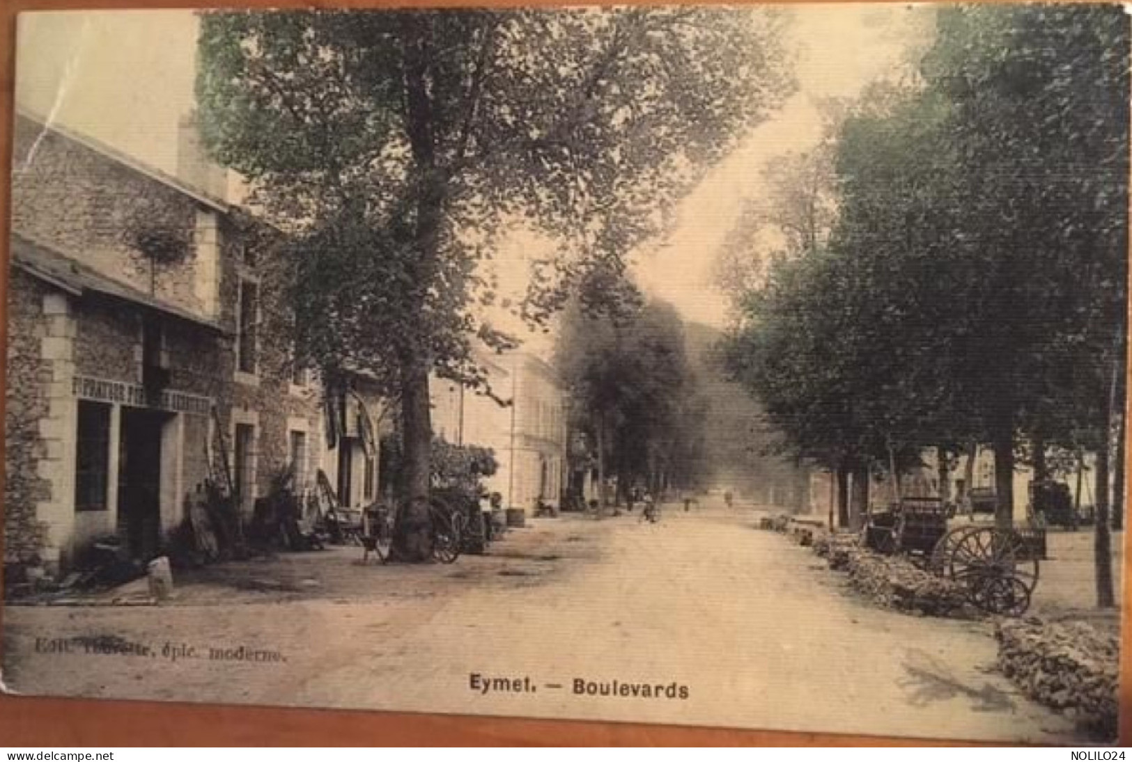 Cpa 24 EYMET, Boulevards, Colorisée, Enseigne Fraysse Forgeron Serrurieréd Tourette, écrite En 1910 - Eymet