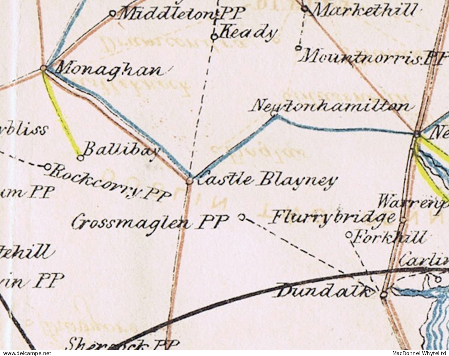 Ireland Monaghan 1922 Thom Rialtas Wide 5-line Ovpt On 2d Used On Piece Tied CASTLEBLAYNEY Co MONAGHAN 23 DE 22 - Gebruikt