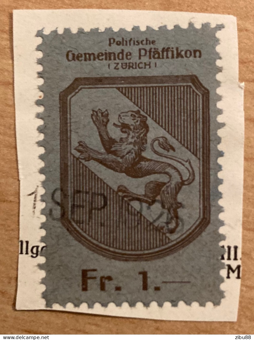 Fiskalmarke Gemeinde Pfäffikon Zürich - Revenue Stamp Switzerland - Steuermarken