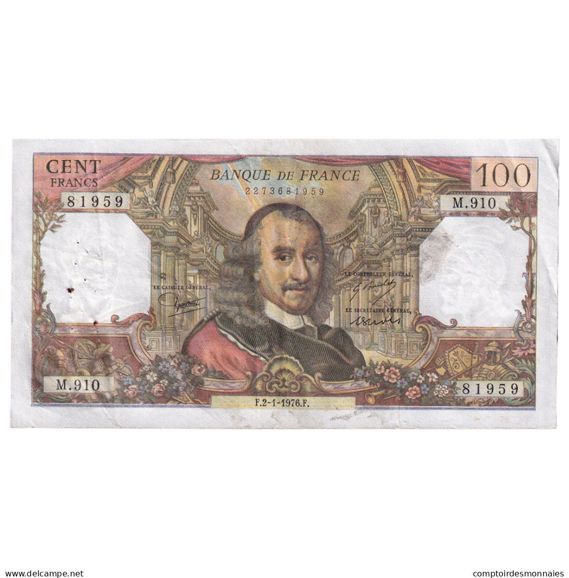 France, 100 Francs, Corneille, 1976, M.910, TTB, Fayette:65.51, KM:149f - 100 F 1964-1979 ''Corneille''