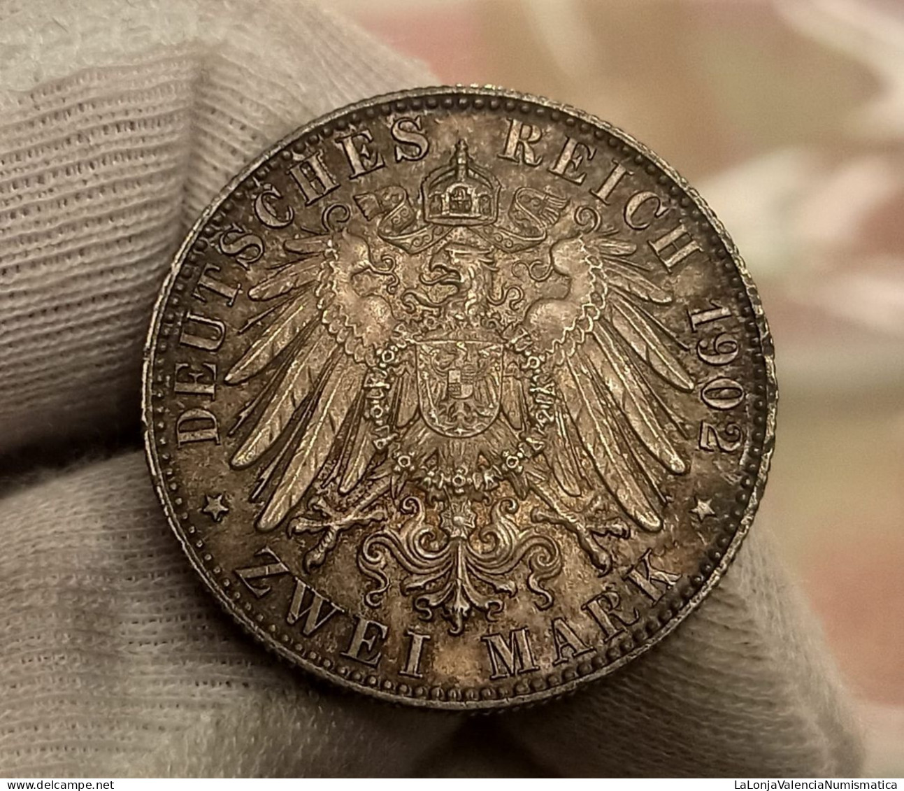 Alemania Germany Sajonia 2 Marks Albert 1902 E Muldenhütten Km 1245 Plata - 2, 3 & 5 Mark Plata