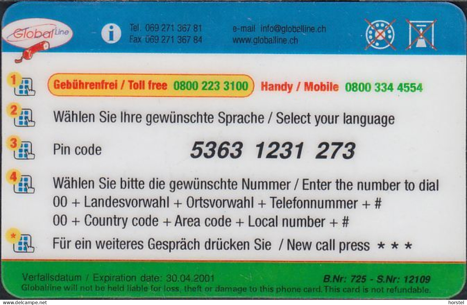 GERMANY Prepaid - Global Line - Merry Christmas - Weihnachtsmann - 10 DM - [2] Móviles Tarjetas Prepagadas & Recargos