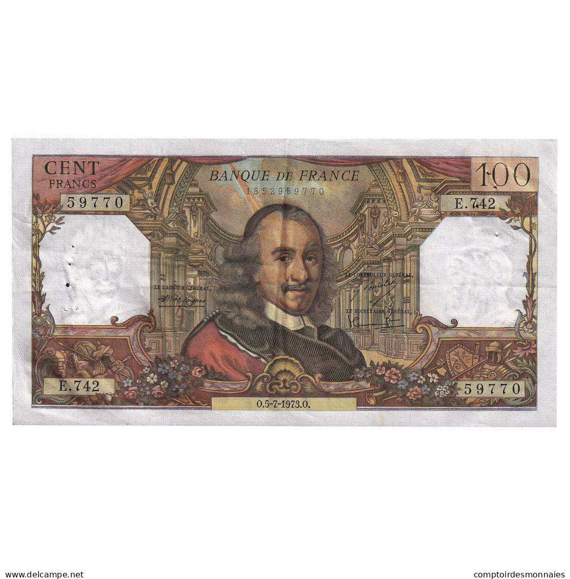 France, 100 Francs, Corneille, 1973, E.742, TTB, Fayette:65.43, KM:149d - 100 F 1964-1979 ''Corneille''