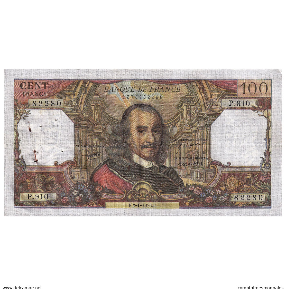 France, 100 Francs, Corneille, 1976, M.910, TTB, Fayette:65.51, KM:149f - 100 F 1964-1979 ''Corneille''