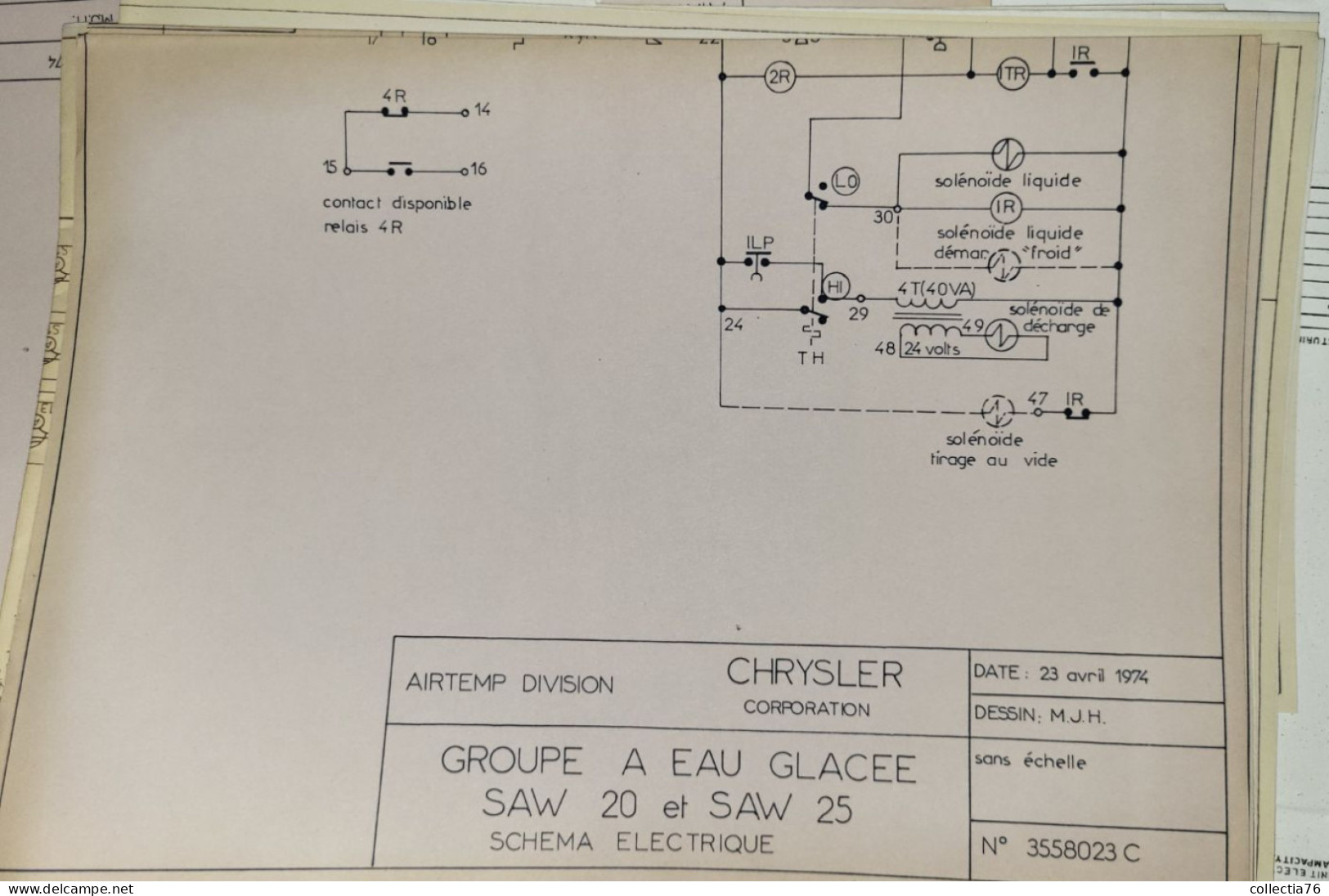 VIEUX PAPIERS LOTS DE 76 PLANS DE CLIMATISEUR CHRYSLER AIRTEMP 1977 ET DOCUMENTATION TECHNIQUE DE CHRYSLER AIRTEMP - Machines