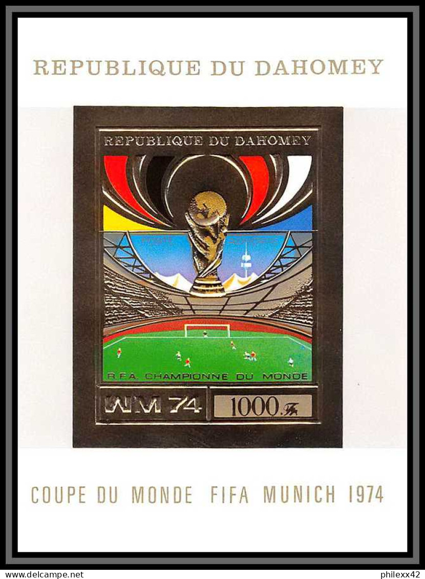 85804/ N°54 B Football Soccer Munich 1974 Dahomey OR Gold Stamps ** MNH Non Dentelé Imperf Cote 40 Euros - 1974 – Westdeutschland