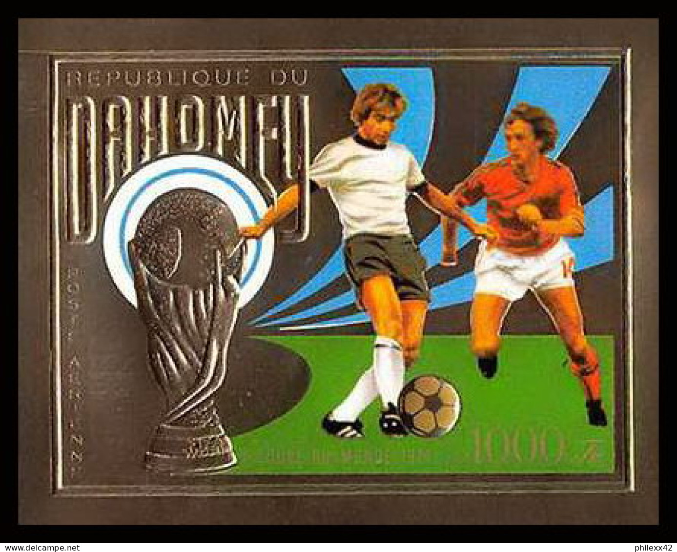 85812b/ N°586 B Football Soccer Munich 1974 Dahomey OR Gold Stamps ** MNH Non Dentelé Imperf - 1974 – Alemania Occidental