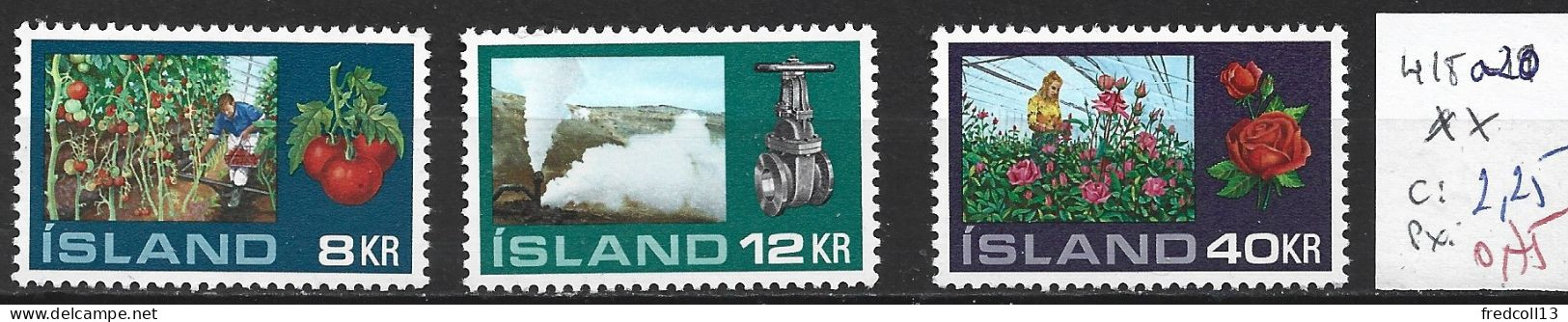 ISLANDE 418 à 20 ** Côte 2.25 € - Neufs