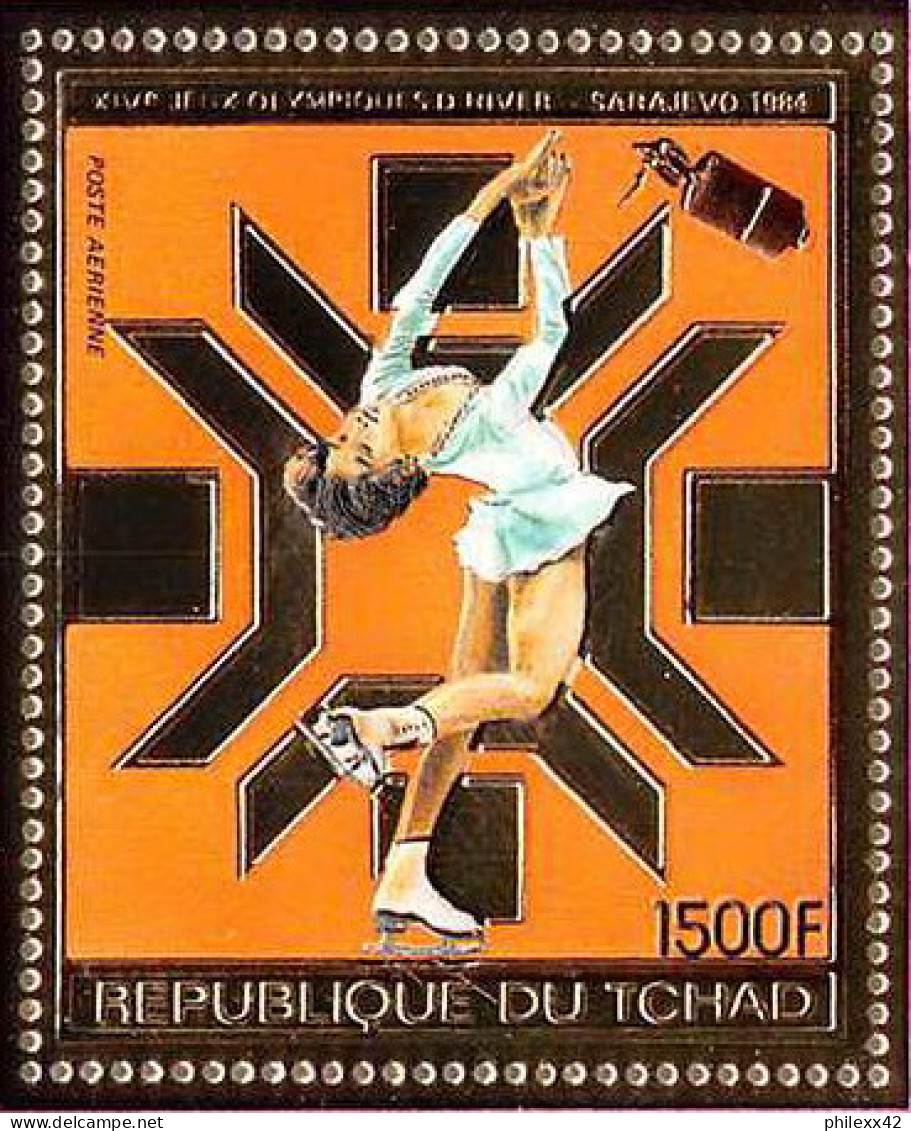 85902b/ N°974 A Sarajevo 1984 Jeux Olympiques (olympic Games) Skating Tchad OR Gold Stamps ** MNH  - Hiver 1984: Sarajevo