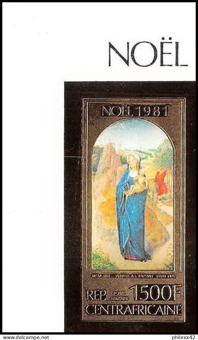 85954b/ N°805 B Tableau (Painting) Noel Christmas Vierge 1981 Centrafricaine OR Gold ** MNH Non Dentelé Imperf - Madonnen