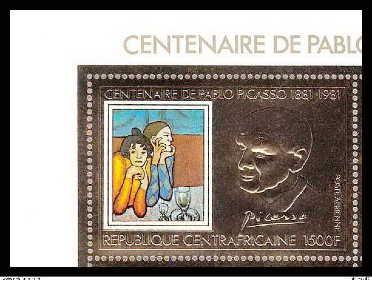 86006a/ N°748 A 1981 Picasso Tableau Painting Centrafrique Centrafricaine OR Gold ** MNH  - Picasso