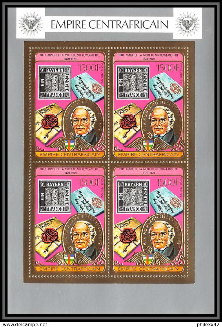 86041/ N°598 A Rowland HILL UPU Stamps On Stamps Centrafrique Centrafricain OR Gold Stamps ** MNH Bloc 4 Discount - Rowland Hill