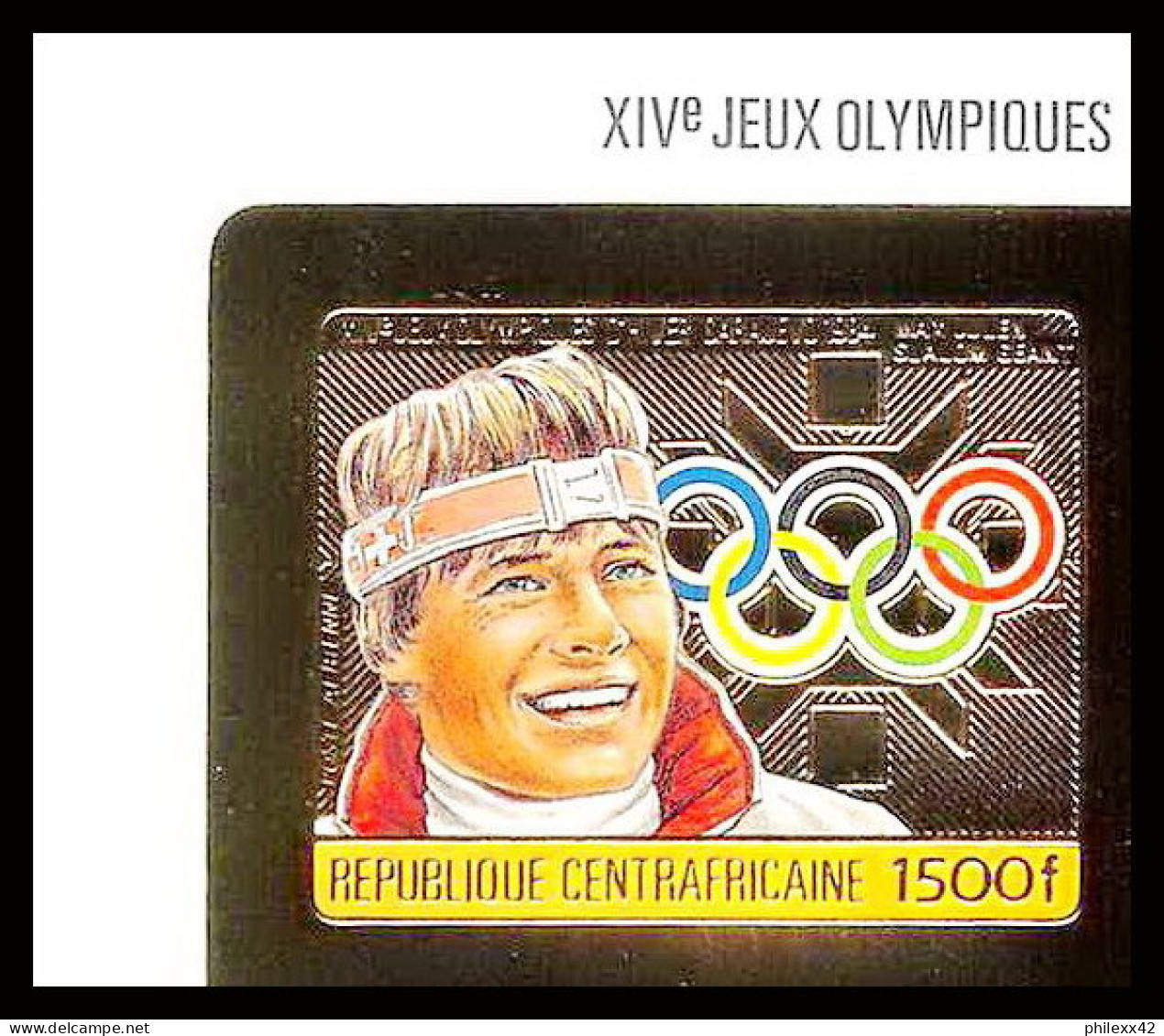 86053b 1069 B Max Julen Suisse Sarajevo Jeux Olympiques Olympic Games 1984 Centrafricaine OR Gold MNH Non Dentelé Imperf - Winter 1984: Sarajevo
