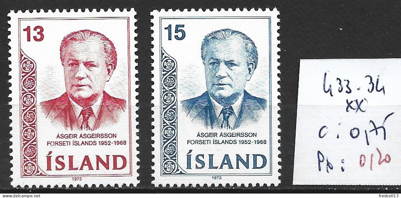 ISLANDE 433-34 ** Côte 0.75 € - Unused Stamps