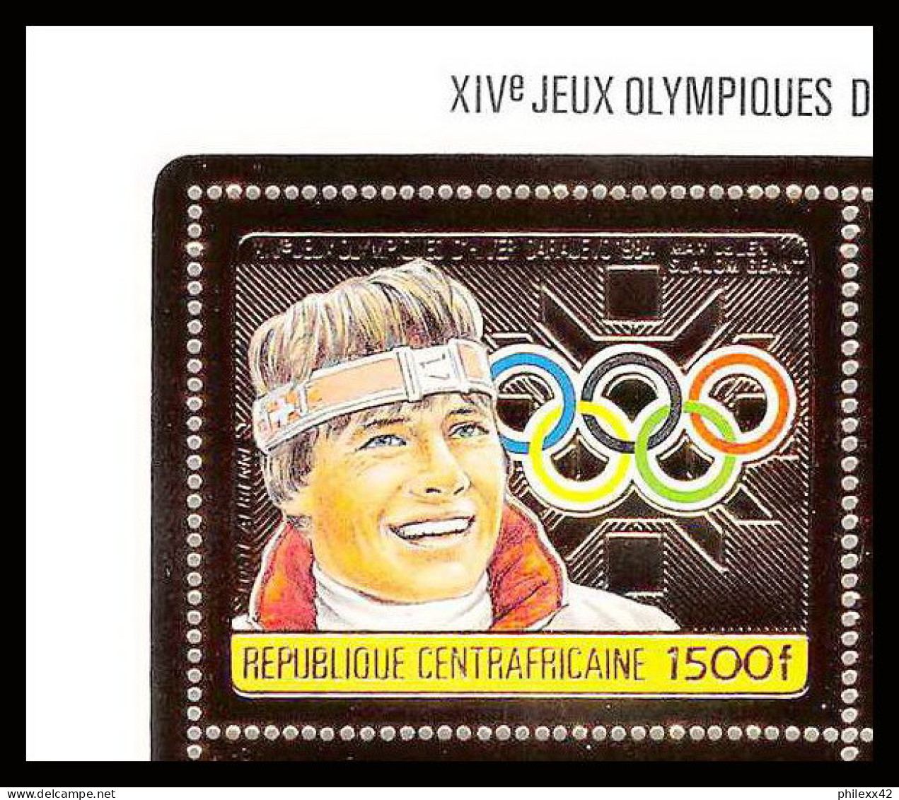 86054b/ N°1069 A Max Julen Suisse Sarajevo Jeux Olympiques Olympic Games 1984 Centrafricaine OR Gold MNH  - Hiver 1984: Sarajevo