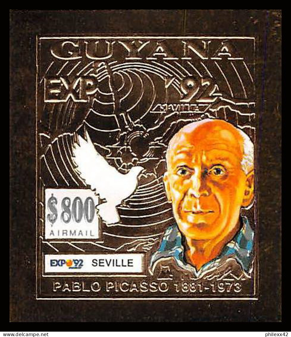 86150d Guyana Mi 232 PICASSO B Expo Seville 1992 Jeux Olympiques Olympics Barcelona OR Gold ** MNH Non Dentelé Imperf - Picasso