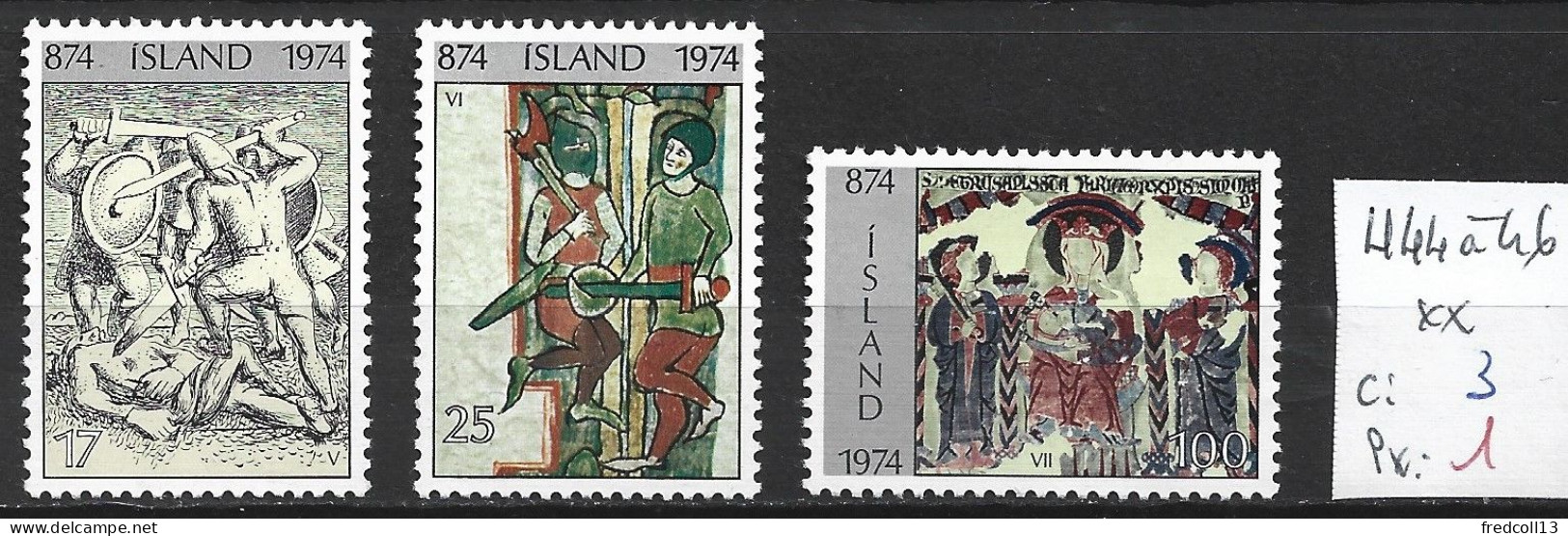 ISLANDE 444 à 46 ** Côte 3 € - Neufs