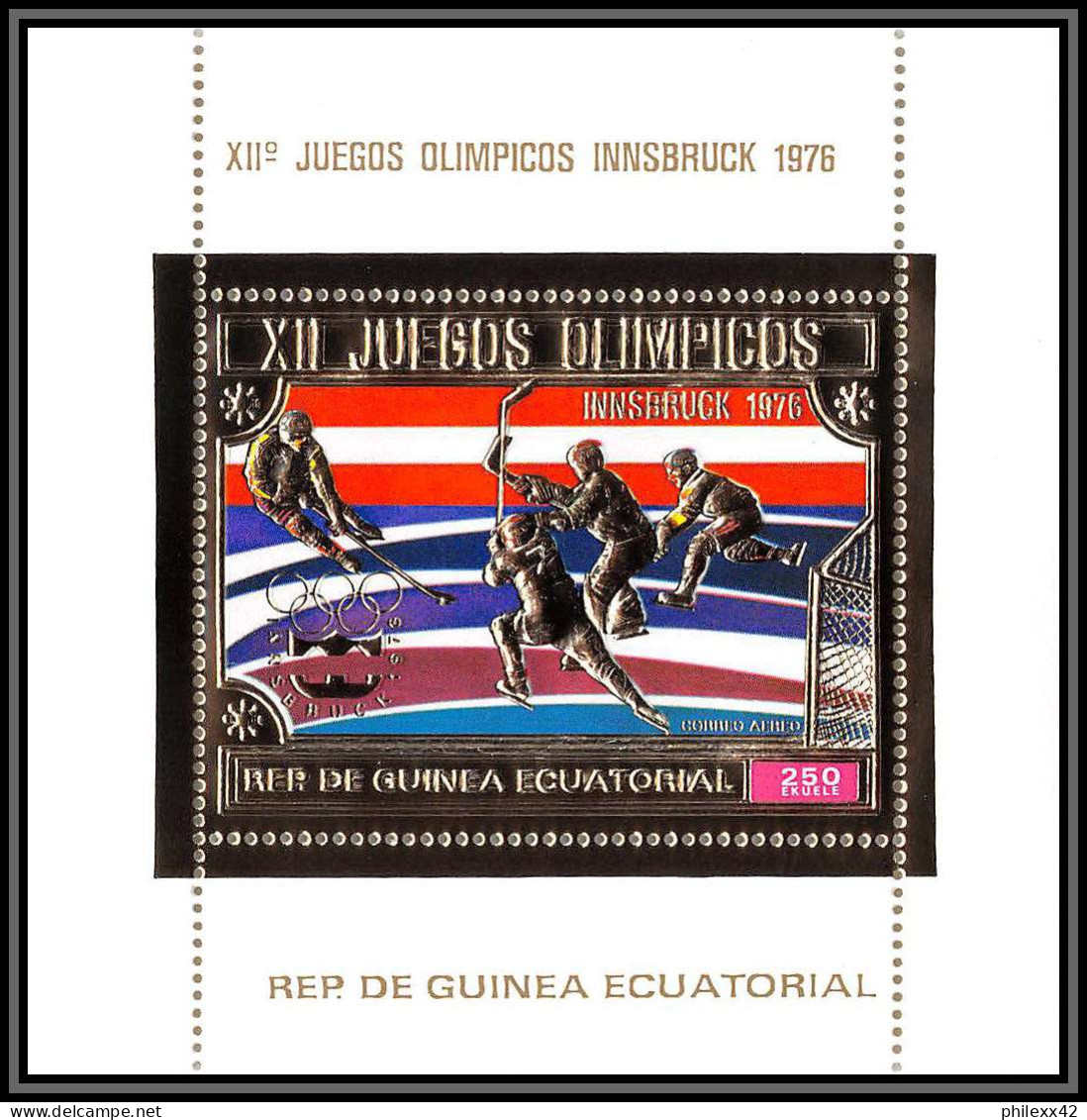 86172/ Guinée équatoriale Guinea Mi N°161 Innsbruck 1976 ICE HOCKEY Jeux Olympiques (olympic Games) OR Gold ** MNH - Hockey (su Ghiaccio)