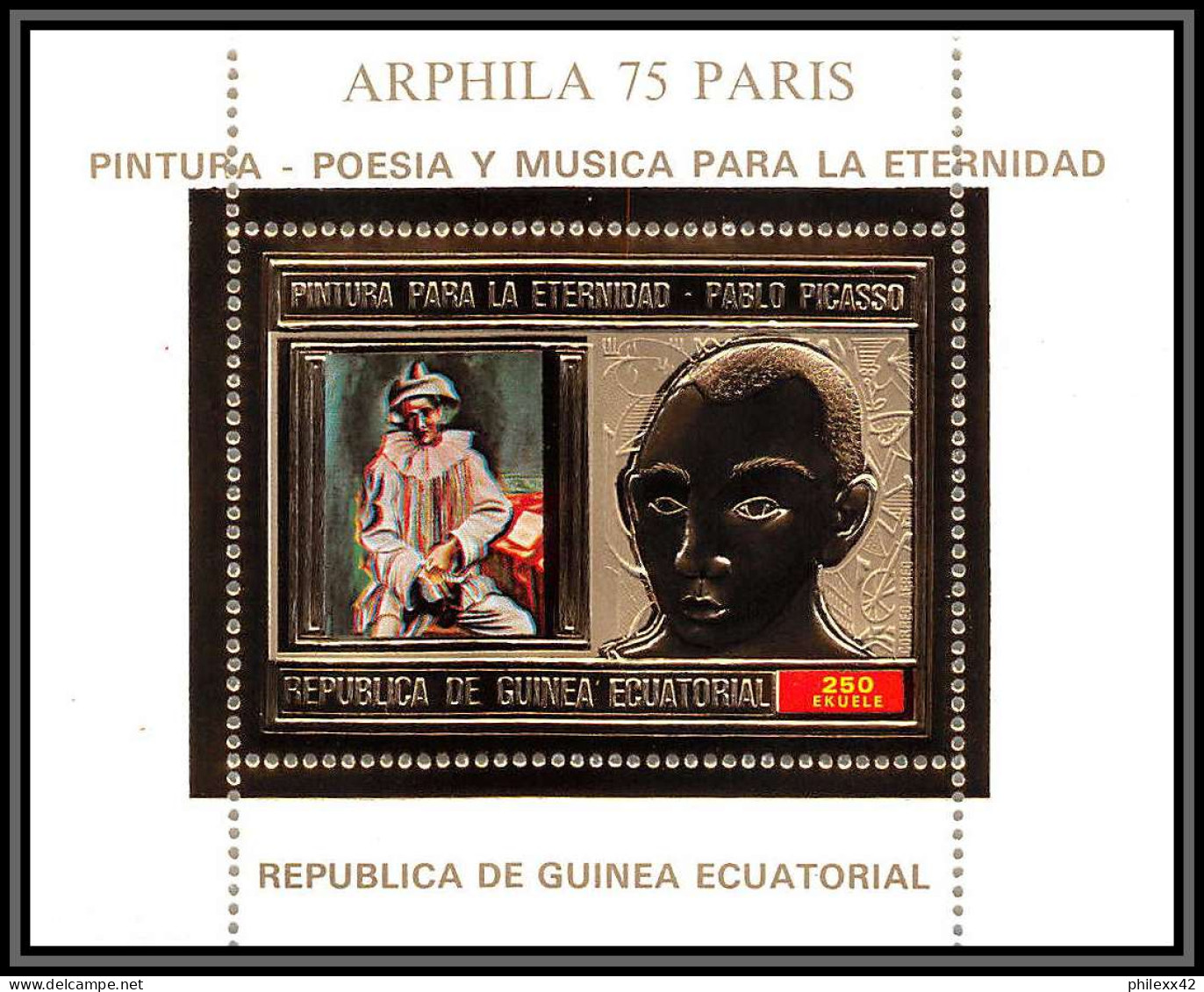 86177/ Guinée équatoriale Guinea Mi N°155 Pablo Picasso Arphila 75 Tableau (Painting) OR Gold ** MNH - Picasso