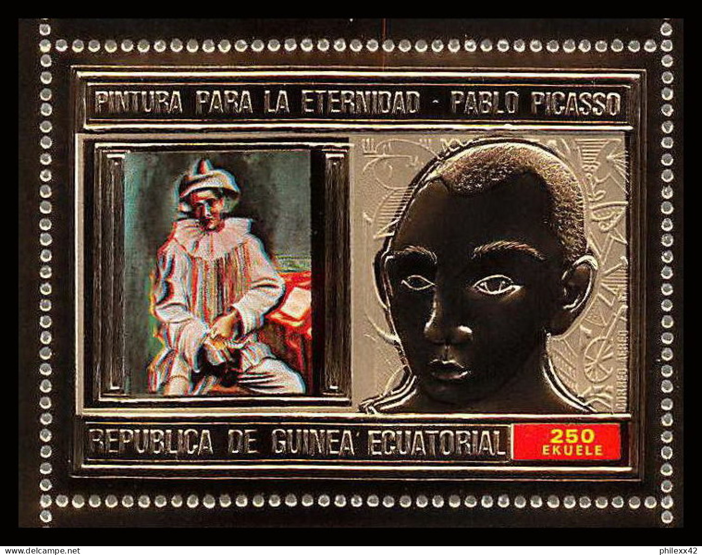 86177b/ Guinée équatoriale Guinea Mi N°155 Pablo Picasso Arphila 75 Tableau (Painting) OR Gold ** MNH - Picasso