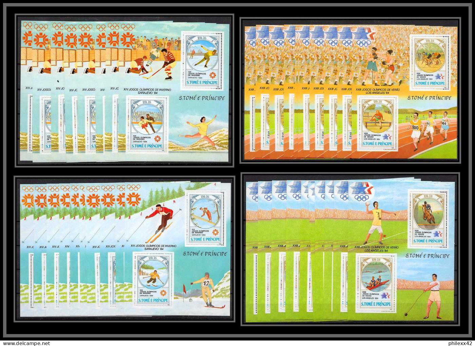 86217 S Tome E Principe Lot 50 X Mi N°143/146 Jeux Olympiques Olympic Games 1984 Los Angeles Sarajevo ** MNH Cote 3250 - Collections (sans Albums)