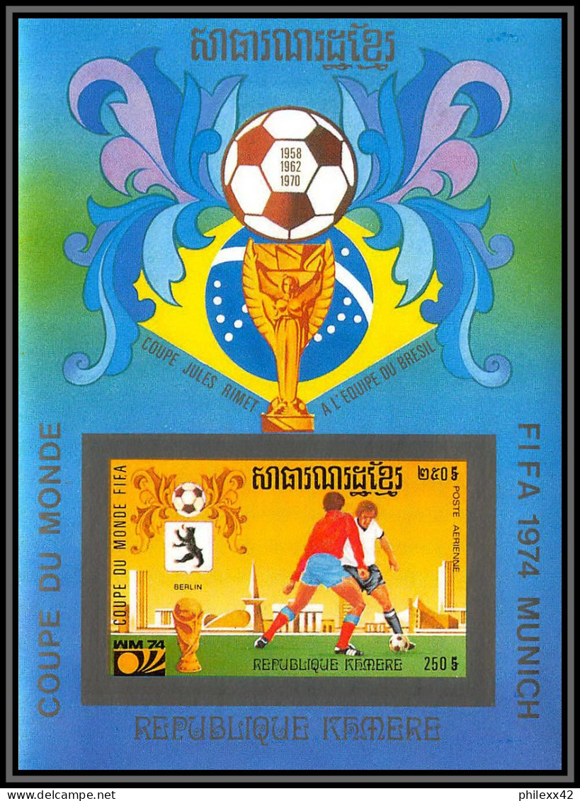 86229 Mi N°84 B Football Soccer World Cup Munich 1974 ** MNH Khmère Cambodia Cambodge Non Dentelé Imperf - 1974 – Germania Ovest