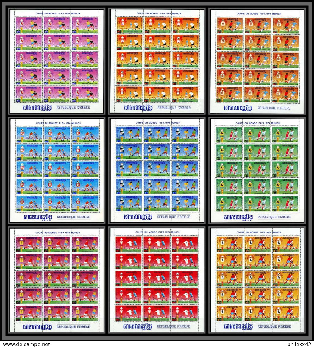 86225z Mi N°420/428 Football Soccer Munich Wold Cup 1974 ** MNH Khmère Cambodia Cambodge Feuille Complete Sheets Sheet - 1974 – Alemania Occidental