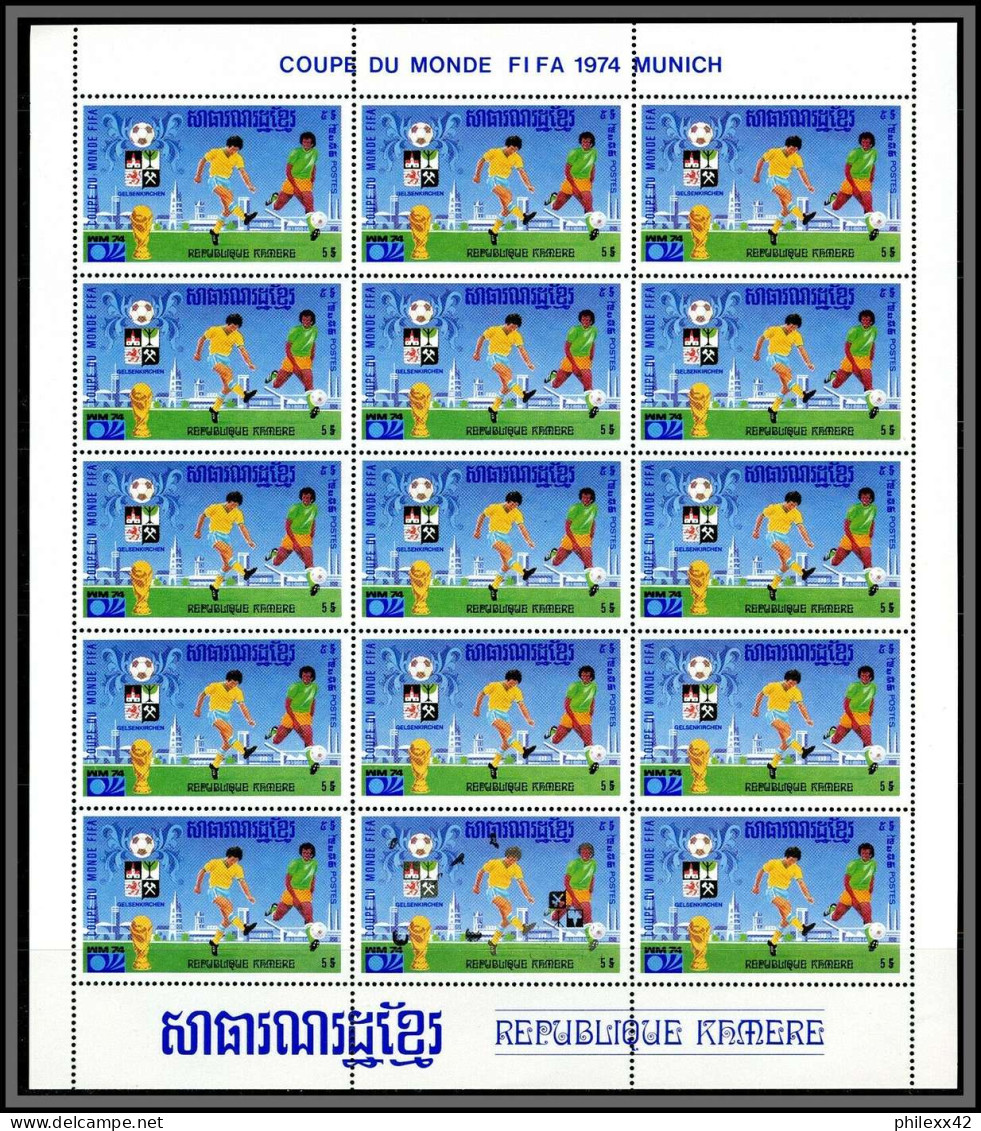 86225z Mi N°420/428 Football soccer munich wold cup 1974 ** MNH khmère Cambodia cambodge feuille complete sheets sheet