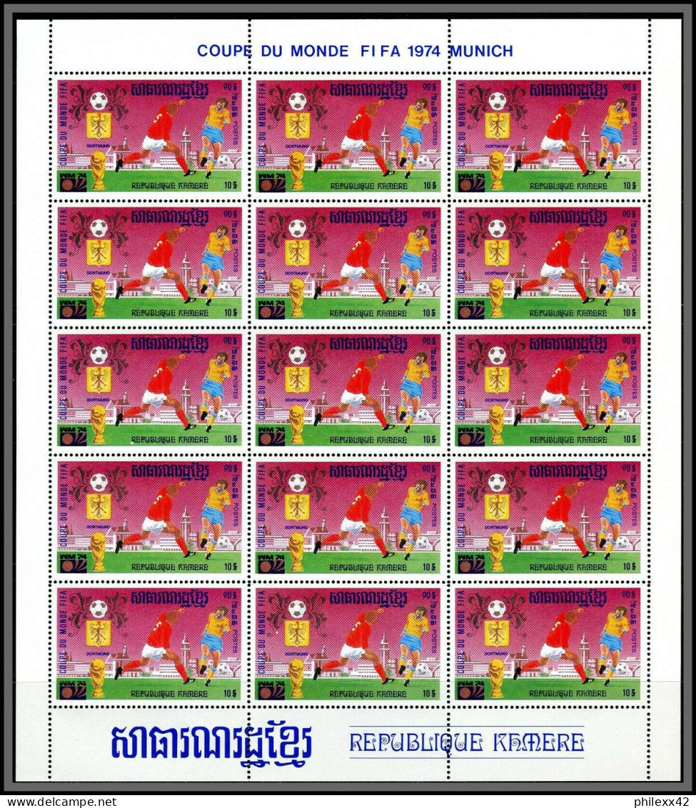 86225z Mi N°420/428 Football soccer munich wold cup 1974 ** MNH khmère Cambodia cambodge feuille complete sheets sheet