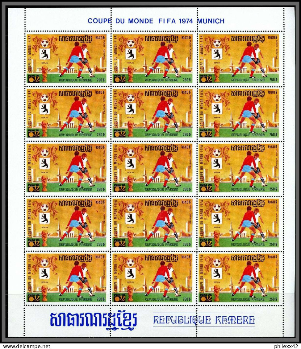 86225z Mi N°420/428 Football soccer munich wold cup 1974 ** MNH khmère Cambodia cambodge feuille complete sheets sheet