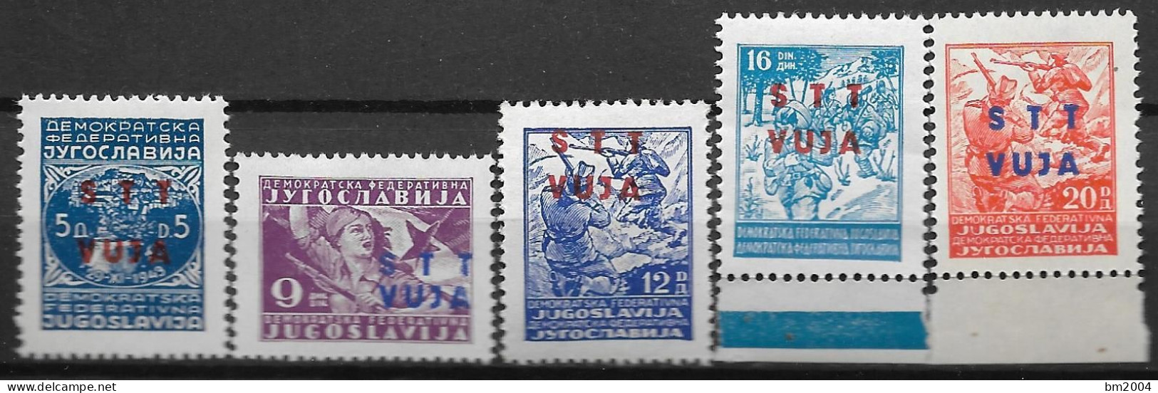 1949 Triest-Zone B Mi. 12-21**MNH  Freimarken. Marken Von Jugoslawien Mit Ein- Oder Zweizeiligem, Rotem Oder Blauem Aufd - Neufs