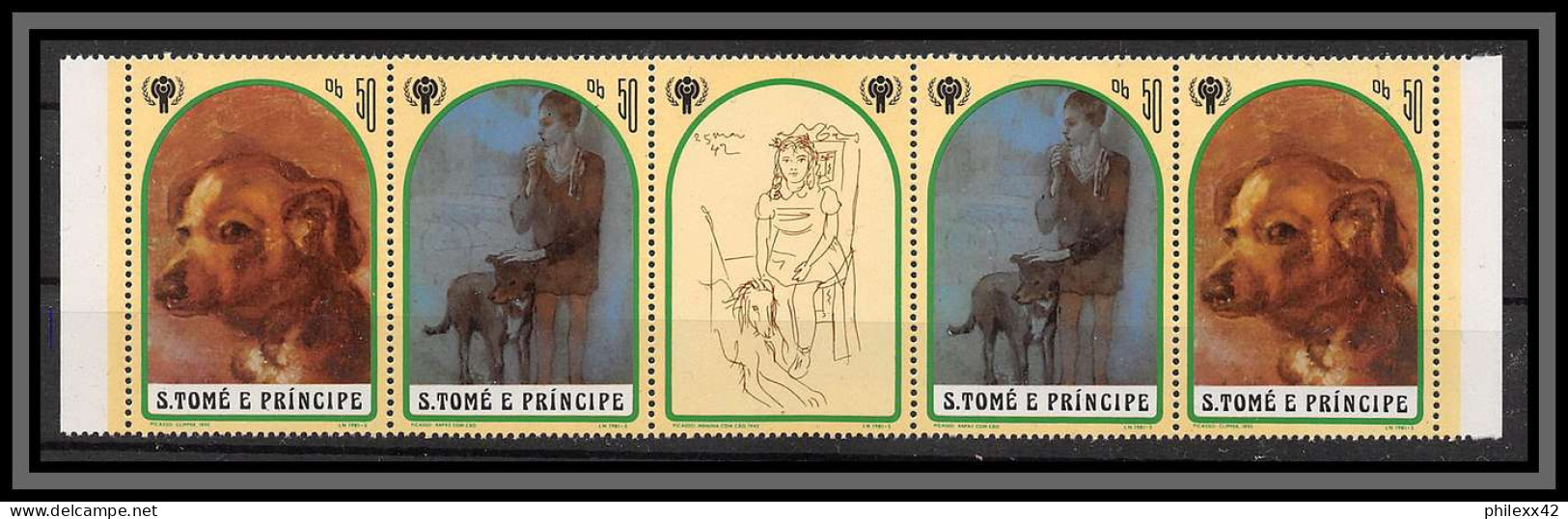 86312 Sao S Tome E Principe N°727/728 A Chien Chiens  Dogs Dog Imperf ** MNH 1981 Tableau (Painting) Picasso Gutter PAR - Picasso