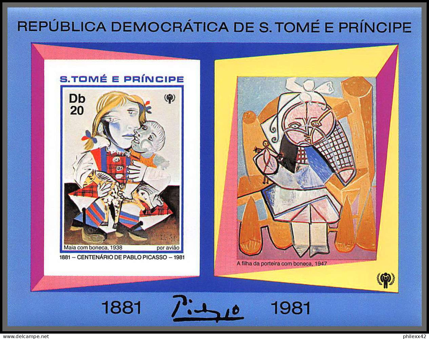 86361 Sao Tome E Principe 1981 Blocs 70/75 B Mi 715/720 B Picasso Tableau (Painting) Non Dentelé Imperf ** MNH Cote 80 - Picasso