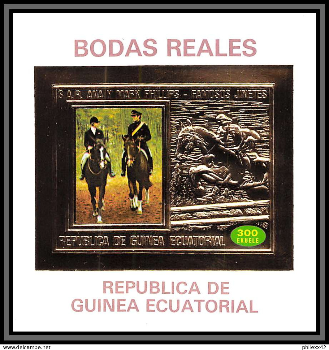 86368z Guinée équatoriale Guinea Mi N° A 88 Bodas REALES Non Dentelé Imperf Or Gold ** MNH  Famosos Jinetes 1973 Horse - Jumping