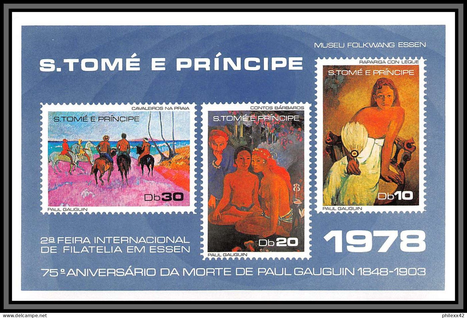 86414 Sao Tome E Principe Mi BF N°15/16 Paul Gauguin 1848/1903 Essen Museum Tableau (Painting) 1978 Cote 22 Euros ** MNH - Impresionismo