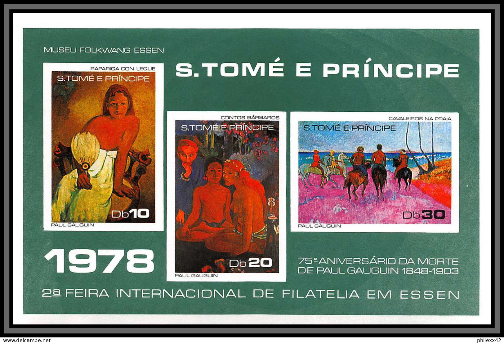 86414 Sao Tome E Principe Mi BF N°15/16 Paul Gauguin 1848/1903 Essen Museum Tableau (Painting) 1978 Cote 22 Euros ** MNH - Impressionisme