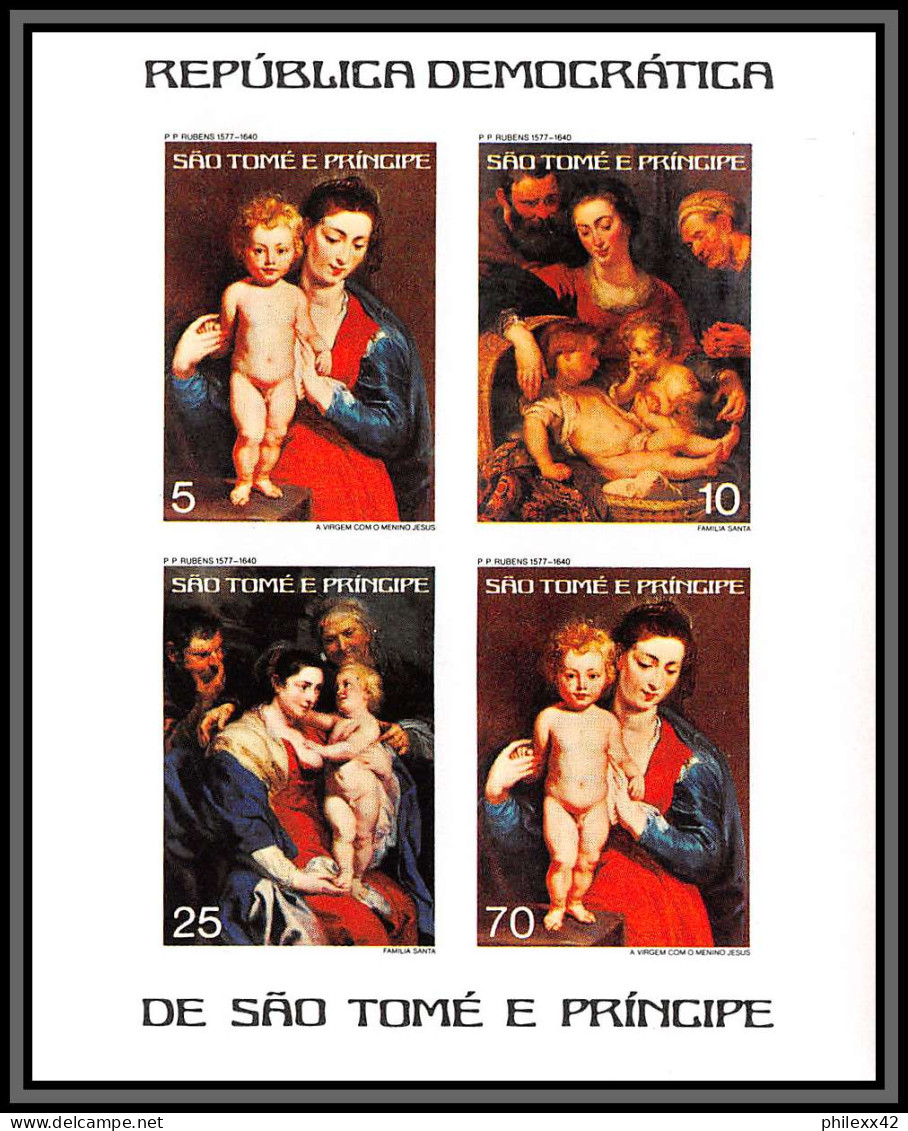 86415 Sao Tome E Principe Mi N°484/487 B Rubens Tableau (Painting) 1977 Cote 50 Non Dentelé Imperf ** MNH - Rubens