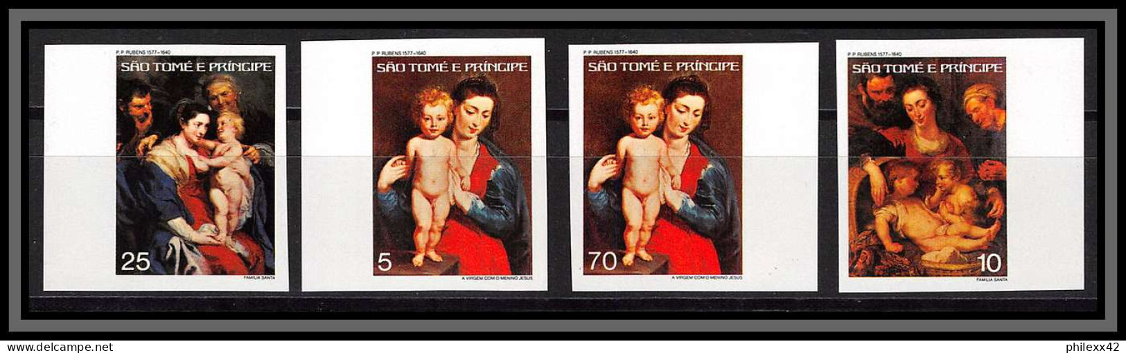 86415b Sao Tome E Principe Mi N°484/487 B Rubens Tableau (Painting) 1977 Cote 50 Non Dentelé Imperf Série + Bloc ** MNH - Rubens
