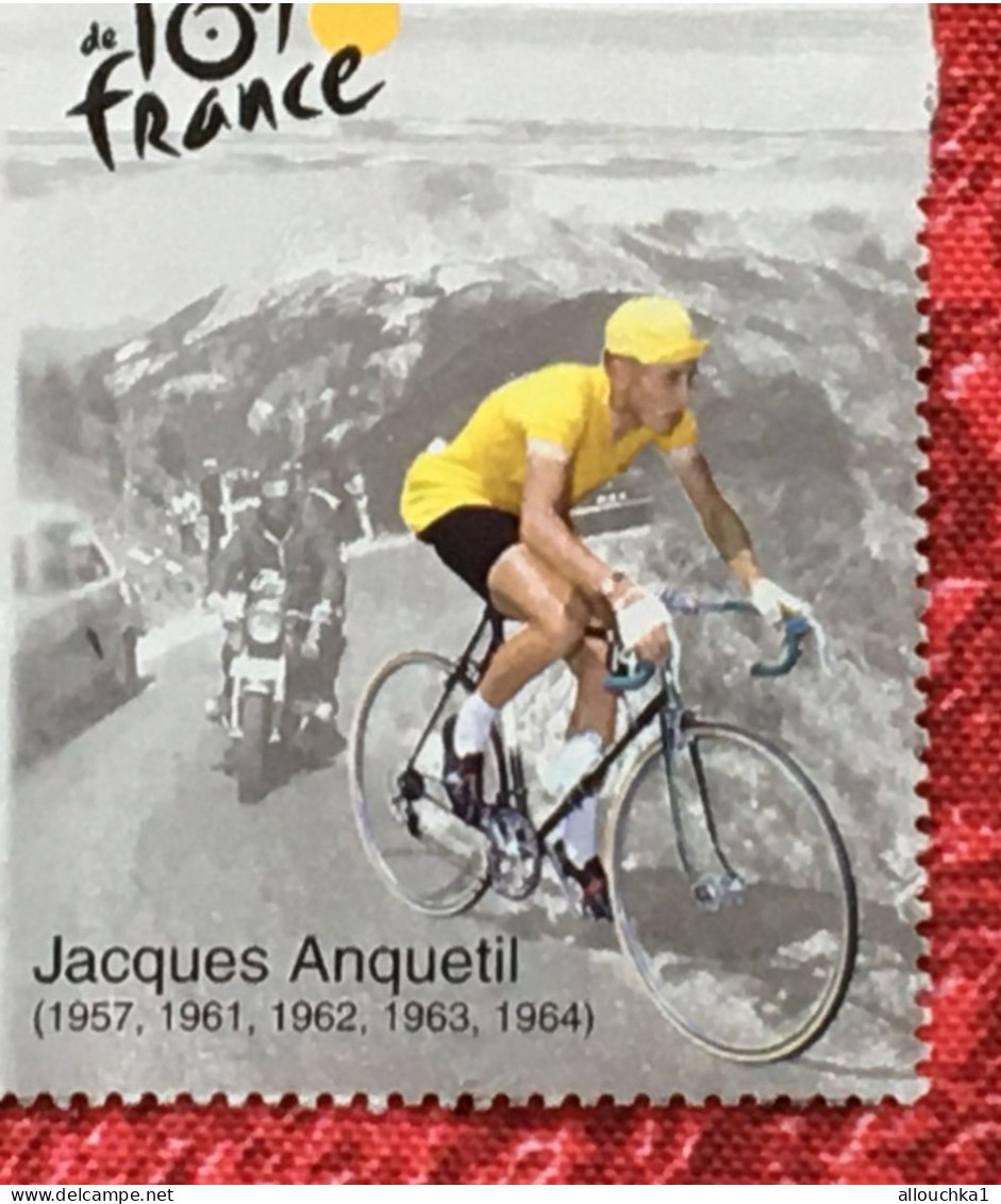 Tour De France Cycliste Cyclisme-B. Hinault-J. Anquetil-E. Merckx-L. Amstrong-4 Timbres Vignette-Erinnophilie[E]Stamp - Sport