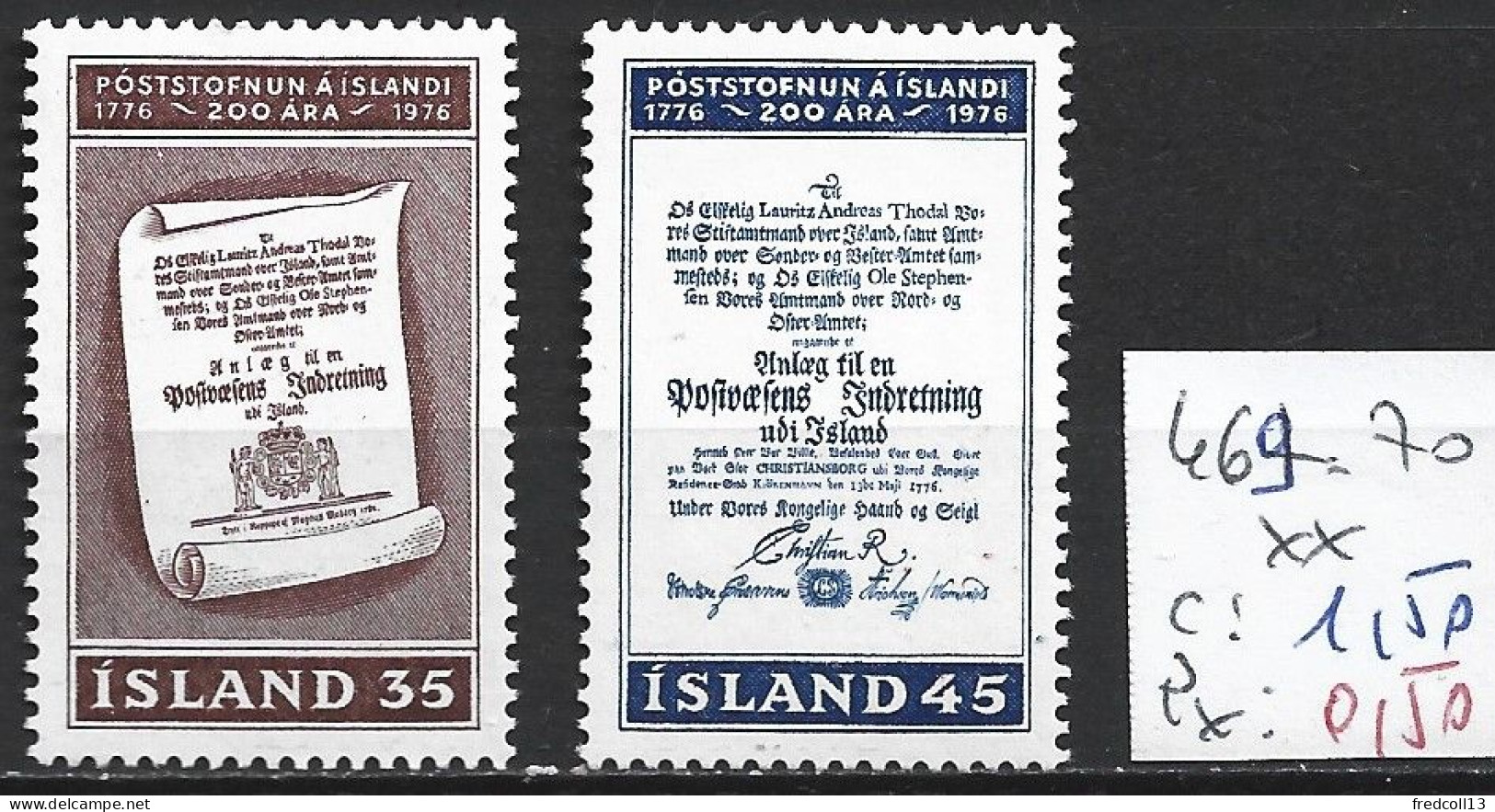 ISLANDE 469-70 ** Côte 1.50 € - Ungebraucht