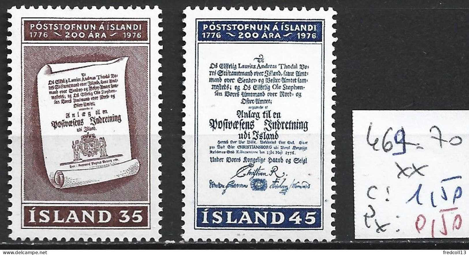 ISLANDE 469-70 ** Côte 1.50 € - Unused Stamps