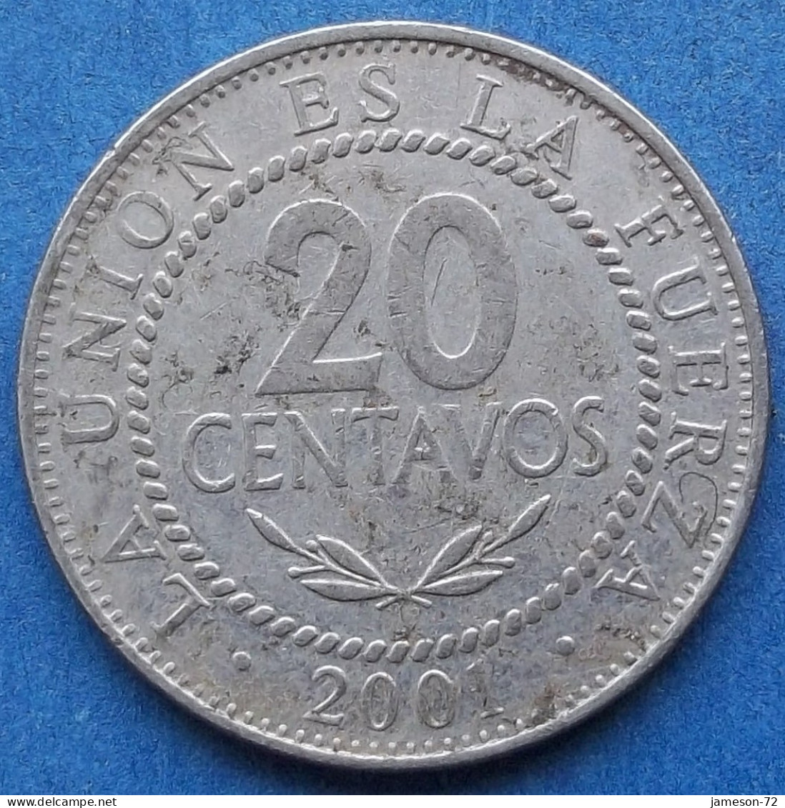 BOLIVIA - 20 Centavos 2001 KM# 203 Monetary Reform (1987) - Edelweiss Coins - Bolivië