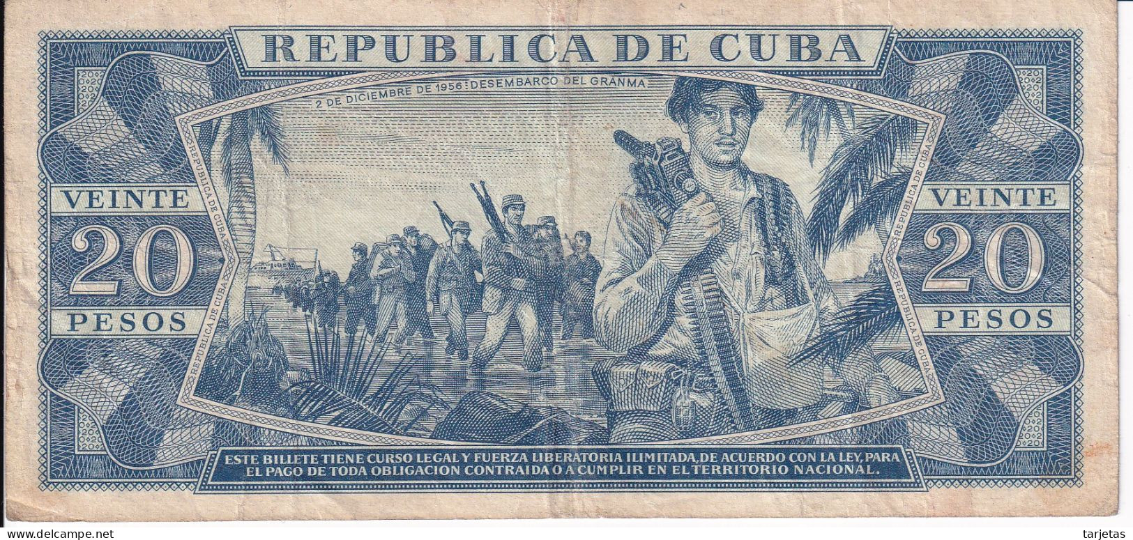 BILLETE DE CUBA DE 20 PESOS DEL AÑO 1978 DE CAMILO CIENFUEGOS (BANKNOTE) - Cuba