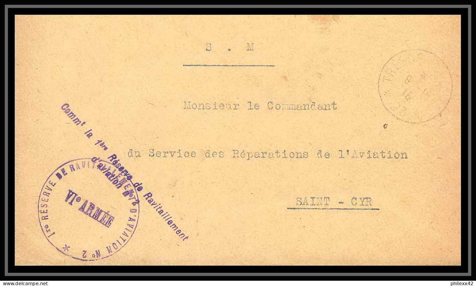 42083/ Lettre Cover Aviation Militaire 1ère Reserve De Ravitaillement N°2 1915 Secteur 23 Generale Guerre 1914/1918 War  - Posta Aerea Militare