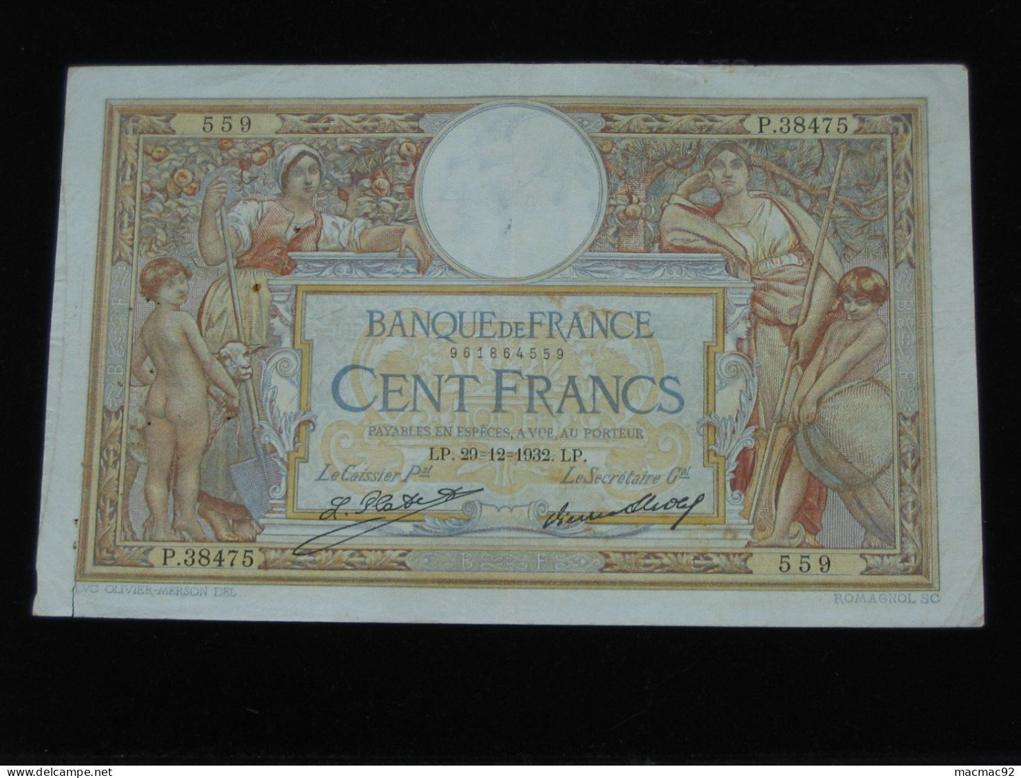 100 Cent Francs LUC OLIVIER MERSON 1932  **** ACHAT IMMEDIAT **** - 100 F 1908-1939 ''Luc Olivier Merson''