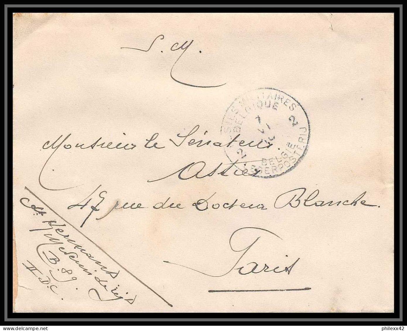 42784 Armée Belge Enveloppe En Franchise 1915 Guerre 1914/1918 War Cover  - Marques D'armées